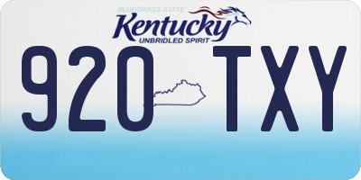KY license plate 920TXY