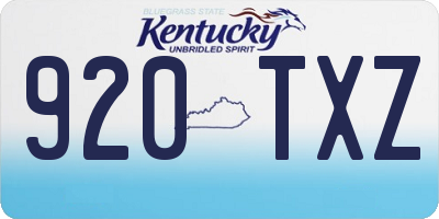 KY license plate 920TXZ