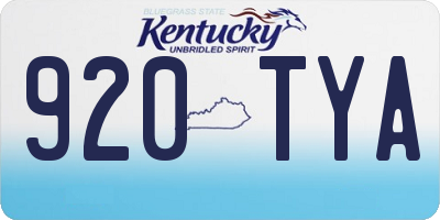 KY license plate 920TYA