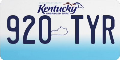KY license plate 920TYR