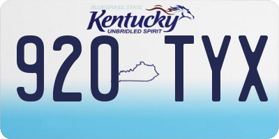 KY license plate 920TYX