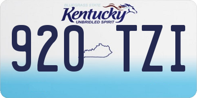 KY license plate 920TZI