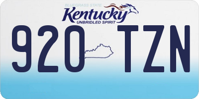 KY license plate 920TZN