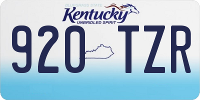 KY license plate 920TZR