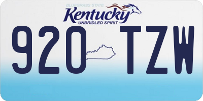 KY license plate 920TZW