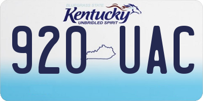 KY license plate 920UAC