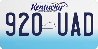 KY license plate 920UAD