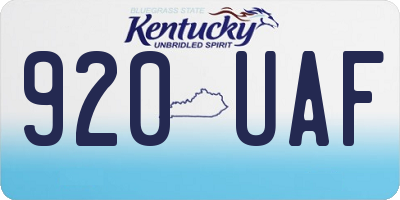 KY license plate 920UAF