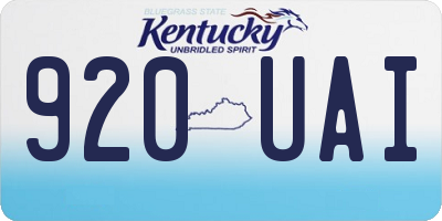 KY license plate 920UAI