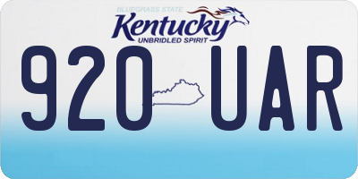 KY license plate 920UAR