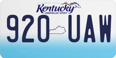 KY license plate 920UAW
