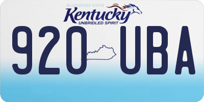 KY license plate 920UBA