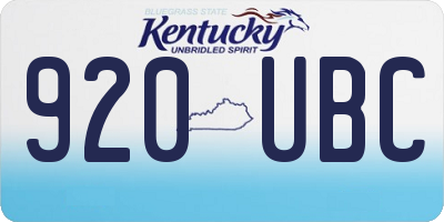 KY license plate 920UBC