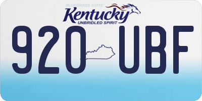 KY license plate 920UBF