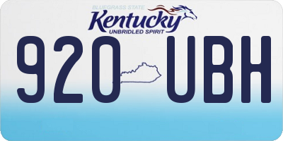 KY license plate 920UBH