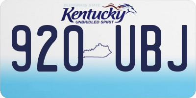 KY license plate 920UBJ