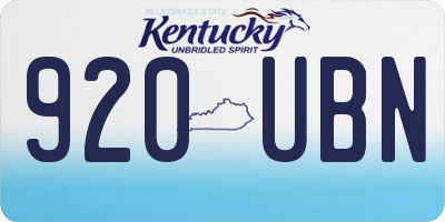 KY license plate 920UBN