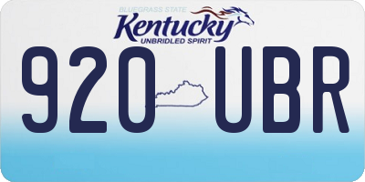KY license plate 920UBR