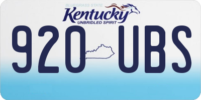 KY license plate 920UBS