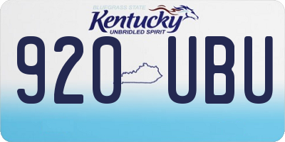 KY license plate 920UBU