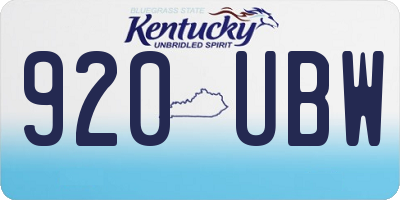 KY license plate 920UBW