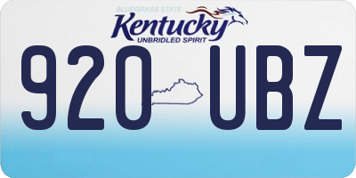 KY license plate 920UBZ