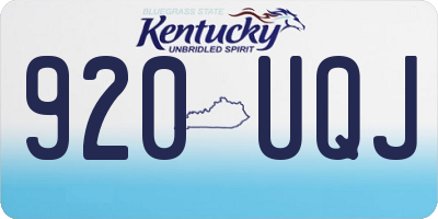 KY license plate 920UQJ