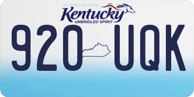 KY license plate 920UQK