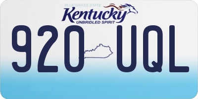 KY license plate 920UQL