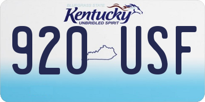 KY license plate 920USF