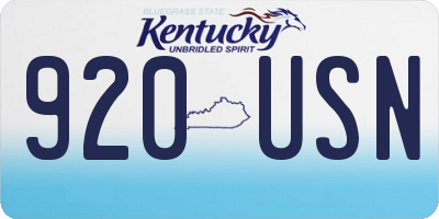 KY license plate 920USN