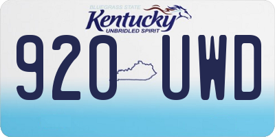 KY license plate 920UWD