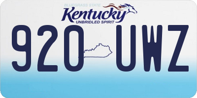 KY license plate 920UWZ