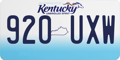KY license plate 920UXW