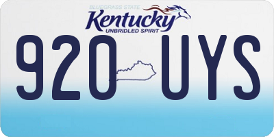 KY license plate 920UYS