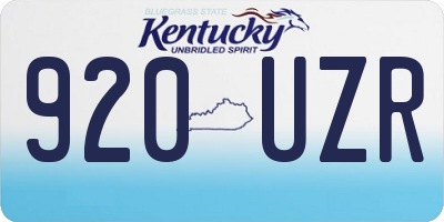 KY license plate 920UZR