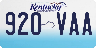 KY license plate 920VAA