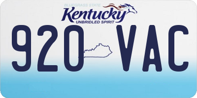 KY license plate 920VAC