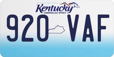 KY license plate 920VAF