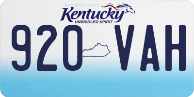 KY license plate 920VAH