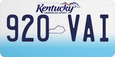 KY license plate 920VAI