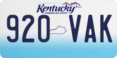 KY license plate 920VAK