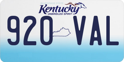 KY license plate 920VAL