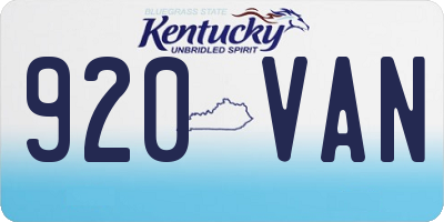 KY license plate 920VAN