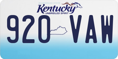 KY license plate 920VAW