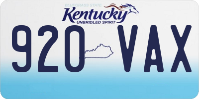 KY license plate 920VAX