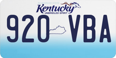 KY license plate 920VBA