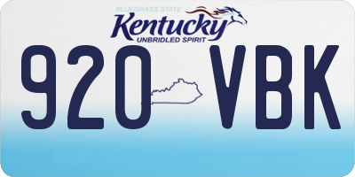 KY license plate 920VBK