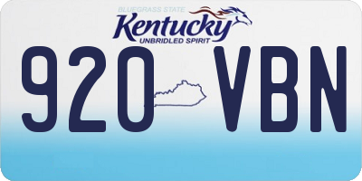 KY license plate 920VBN