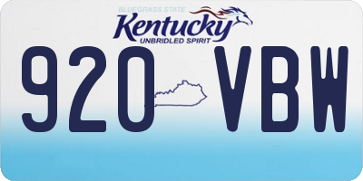 KY license plate 920VBW